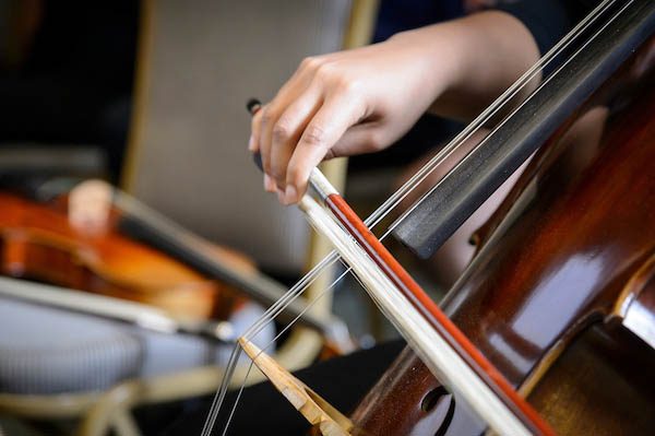 Image of a hand playing the cello